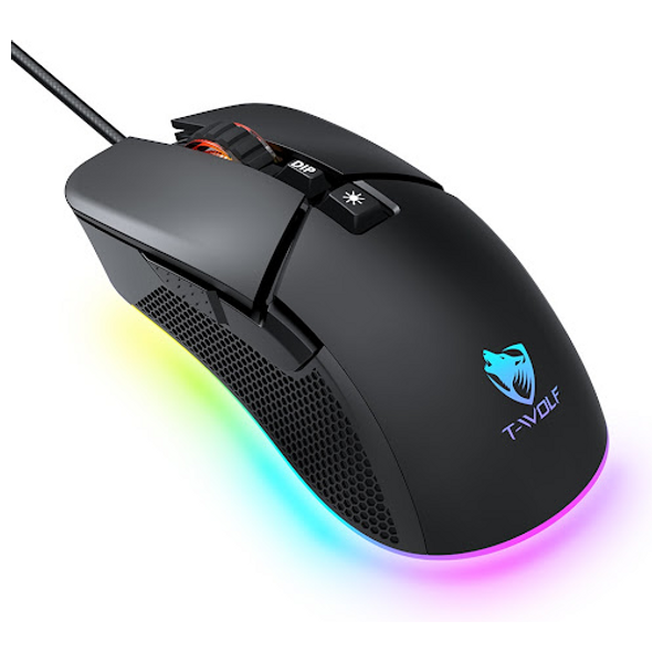 ماوس سلكي تي- ولف G590 - ار جي بي - 7 أزرار - 7200 نقطة في البوصة - أسود