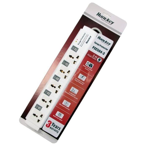  Huntkey SZC502 - Surge Protector Power Strip - 5 Socket - Pearl White 