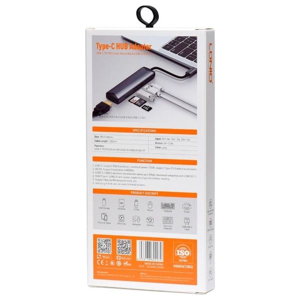  لدنيو DS-56H PD100W محطة توصل USB-C 5 في 1 - اللون رمادي 