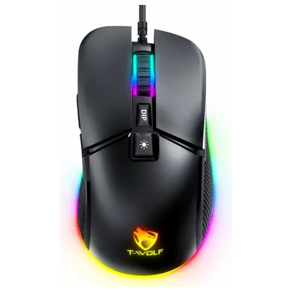 ماوس سلكي تي- ولف G590 - ار جي بي - 7 أزرار - 7200 نقطة في البوصة - أسود