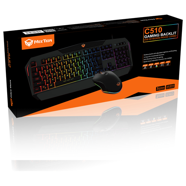  Meetion C510 - Gaming Keyboard and Mouse Combo - 1.8m - Black 