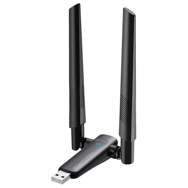  محول واي فاي يو اس بي من بيكس لينك - AX1800 - ثنائي النطاق 2.4 كيكاهرتز و5 كيكاهرتز - معيار واي فاي 6 - هوائيات خارجية عالية القوة - اسود 