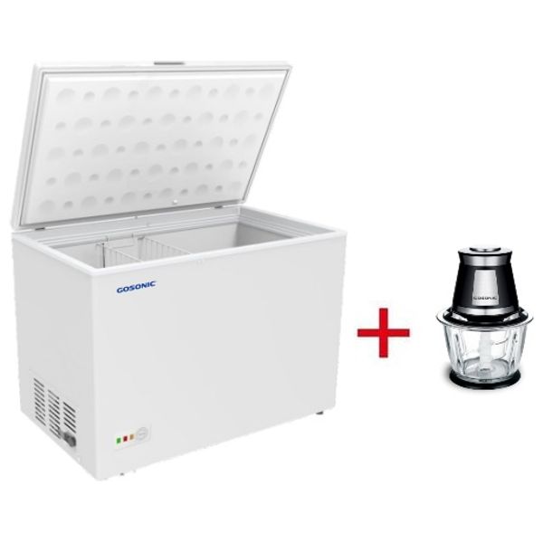 Elryan Gosonic GCF5010 8ft Chest Freezer White + Gosonic GSC810 Chopper Black