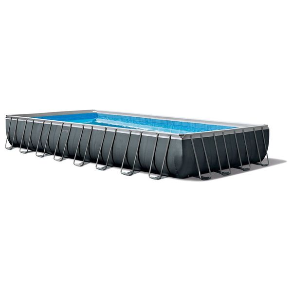  Intex 26374 - XTR Frame Rectangular Pool Set With Sand Filter Pump - Gray 