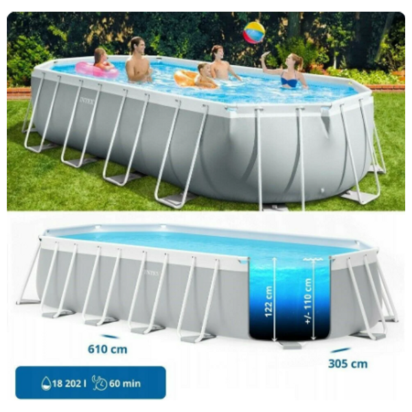  Intex 26796 - Prism Frame Oval Pool - Silver 