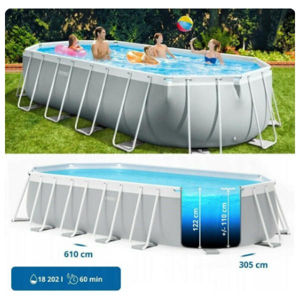 Intex 26796 - Prism Frame Oval Pool - Silver