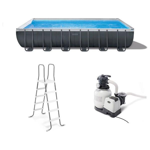  Intex 26364 - Ultra XTR Frame Rectangular Pool Set With Sand Filter Pump - Gray 