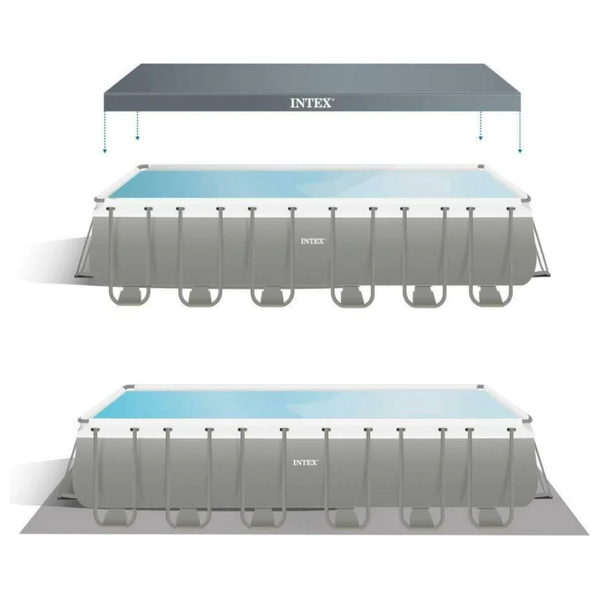  Intex 26364 - Ultra XTR Frame Rectangular Pool Set With Sand Filter Pump - Gray 