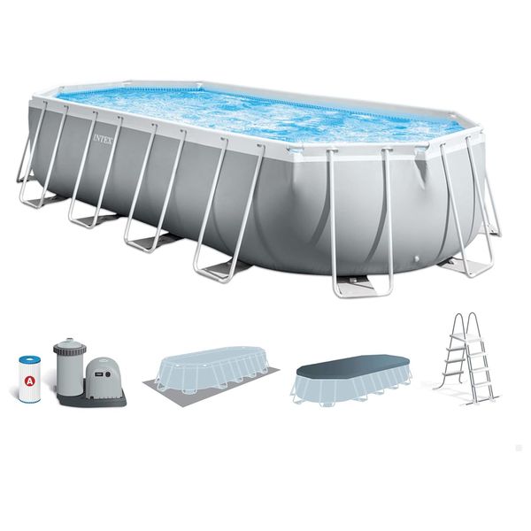 Intex 26798 - Prism Frame Oval Pool - Silver