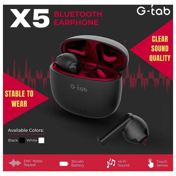  G-tab X5 - Bluetooth Headphone In Ear - Black 