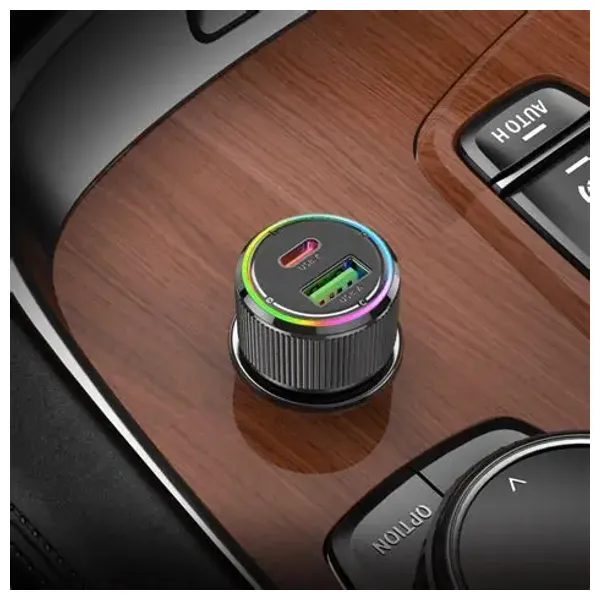 شاحن سيارة بمنفذين من هوكو - NZ14A - بقوة 38 واط - ايل اي دي - اسود