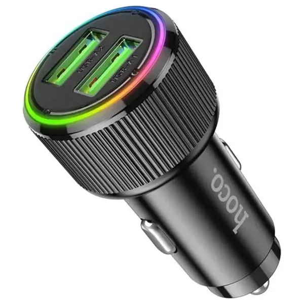 شاحن سيارة بمنفذين من هوكو - NZ14A - بقوة 38 واط - ايل اي دي - اسود