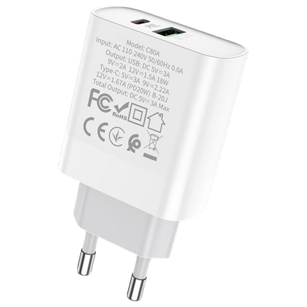  HOCO C80A - Wall Charger - White 
