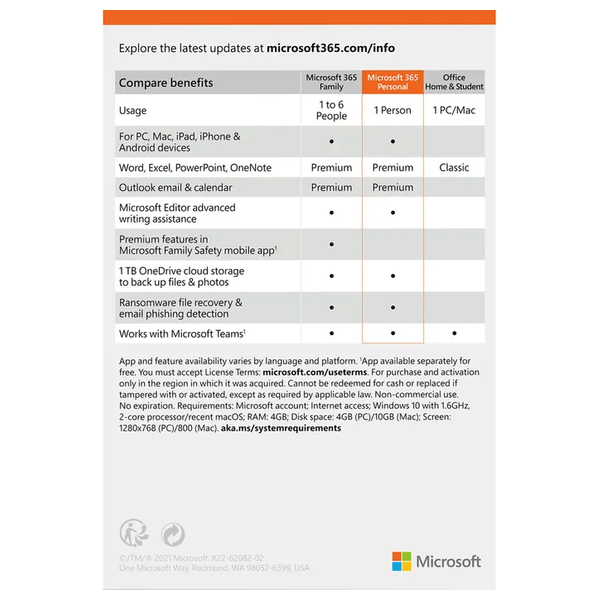  Microsoft QQ2-01401 - Microsoft 365 Personal 