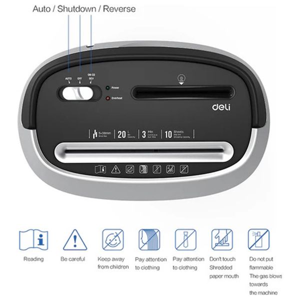  Deli  Paper Shredder - Black 