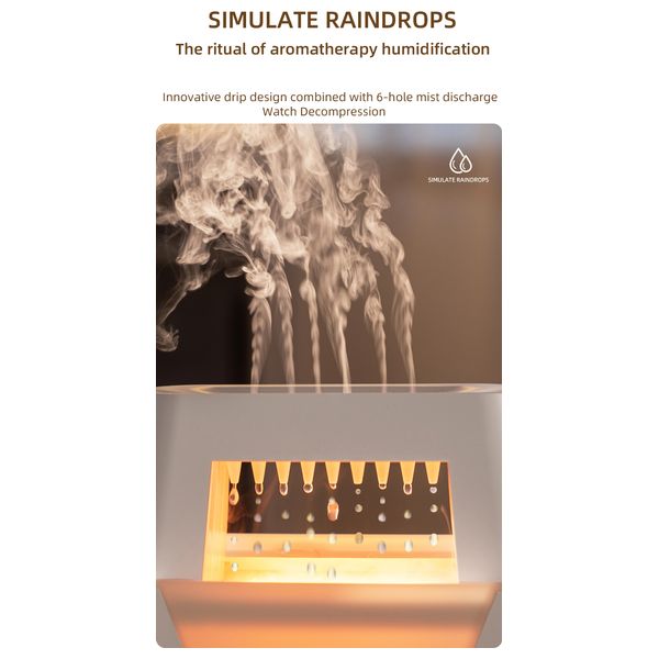  GSTAR 6-19N - Smart Rectangular Incense Burner with Falling Water Drops - White 