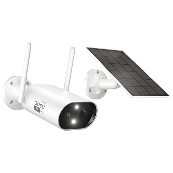  AOSU 41-13 - Solar-Powered Outdoor Security Camera - White 