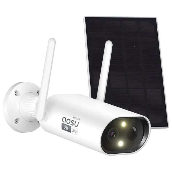  AOSU 41-13 - Solar-Powered Outdoor Security Camera - White 