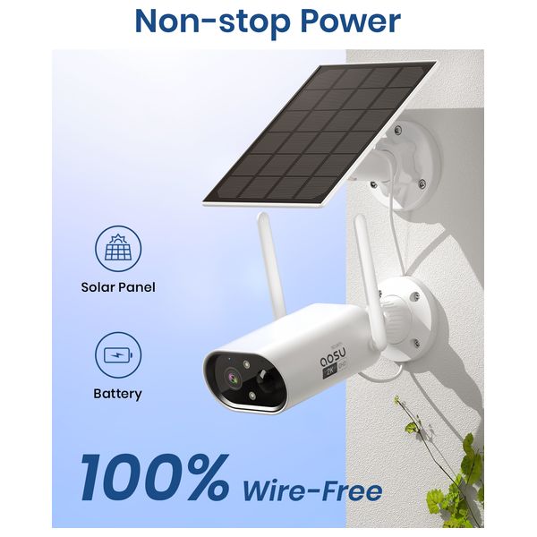  AOSU 41-13 - Solar-Powered Outdoor Security Camera - White 