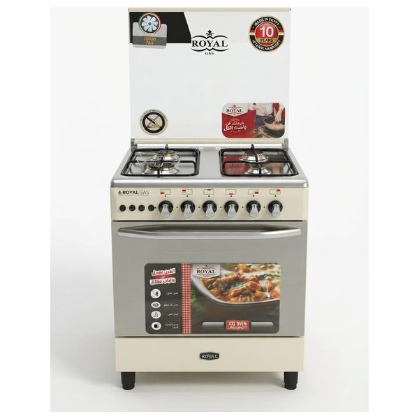  طباخ رويال - غاز - 60 سم - 4 مشاعل - CR-5610-F - كريمي 