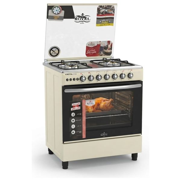  طباخ رويال - غاز - 60 سم - 4 مشاعل - CR-5610-F - كريمي 