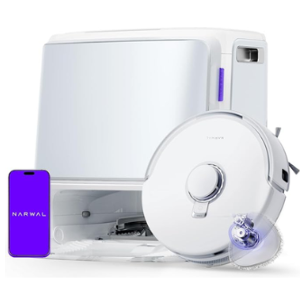  Narwal Freo-Z10 - Smart Robot Vacuum Cleaner - 15000 Pa - DualFlow Anti-Tangle System - Auto-Empty Dock - White + Roborock cleaning liquid - 1 liter - suitable for use on all types of appliances 