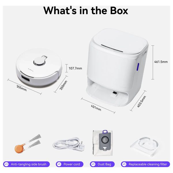  Narwall Freo X10 Pro Robot Vacuum Cleaner - Smart Vacuum & Mop - 11000 Pa Suction Power - Smart Station for Emptying, Washing & Drying - App & Voice Control - White 