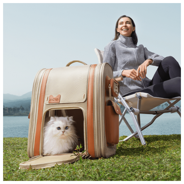 حقيبة ظهر للحيوانات الأليفة موفا PB10 برو - نظام تهوية ثلاثي - أقصى وزن للحيوان الأليف 8 كجم - أبيض