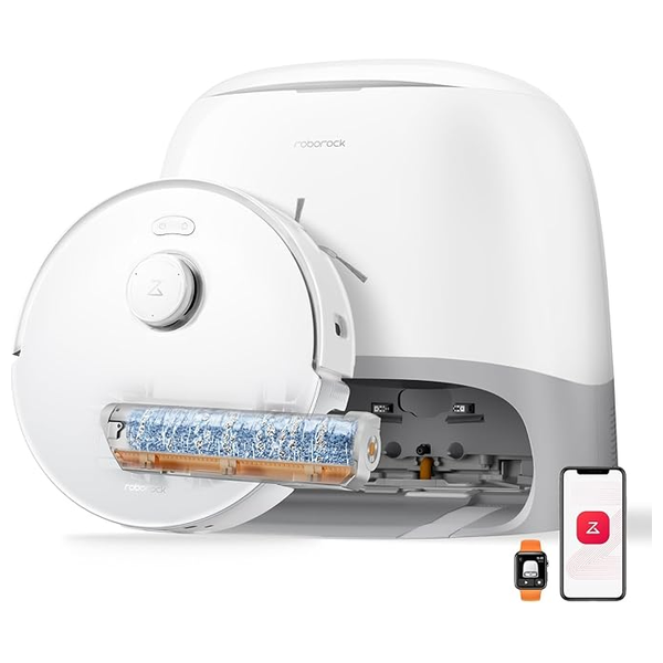  Roborock Robot Vacuum Qrevo Curv 2 Flow - Smart Vacuum Cleaner - 20000 Pa - Reactive AI & PreciSense LiDAR - All-in-One Dock - White 