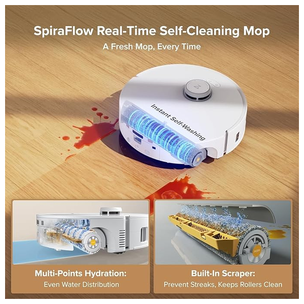  Roborock Robot Vacuum Qrevo Curv 2 Flow - Smart Vacuum Cleaner - 20000 Pa - Reactive AI & PreciSense LiDAR - All-in-One Dock - White 