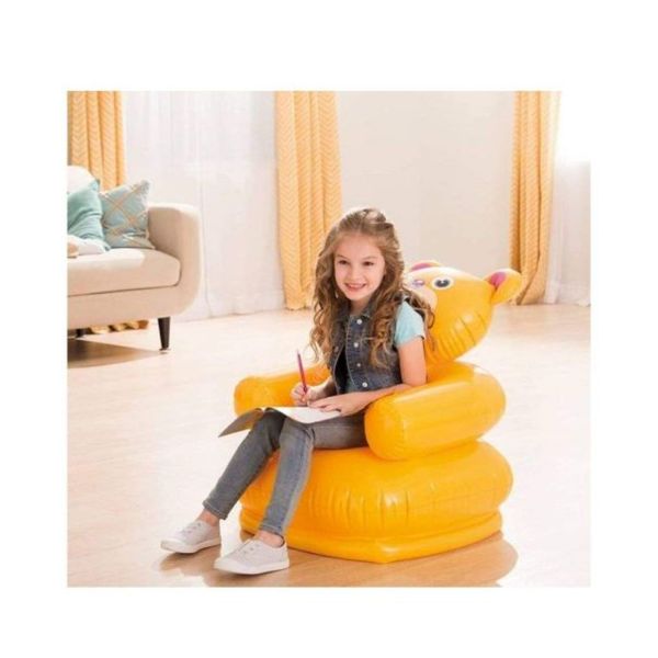  كرسي أطفال شكل دب قابل للنفخ - اصفر 