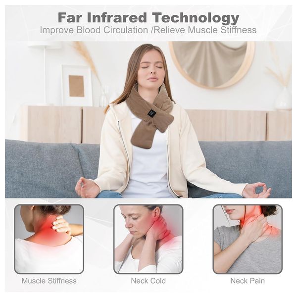  وشاح تدفئة ذكي قابل للشحن - بني 