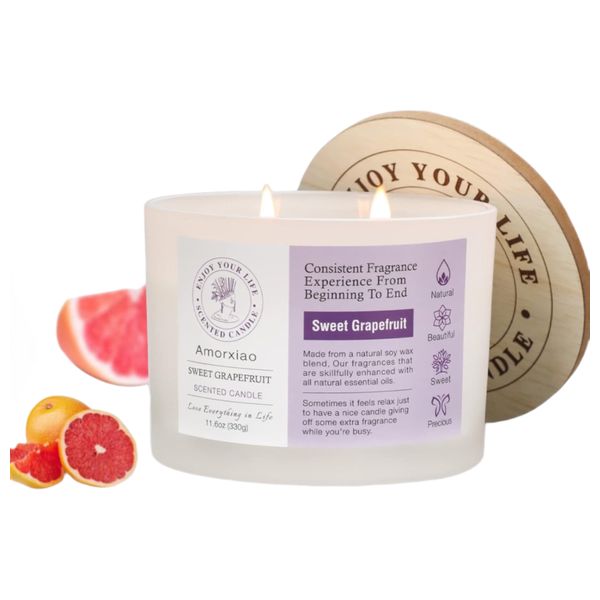  Amorxiao Grapefruit-scented Candle, 330g - White 