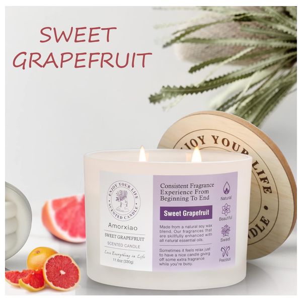  Amorxiao Grapefruit-scented Candle, 330g - White 
