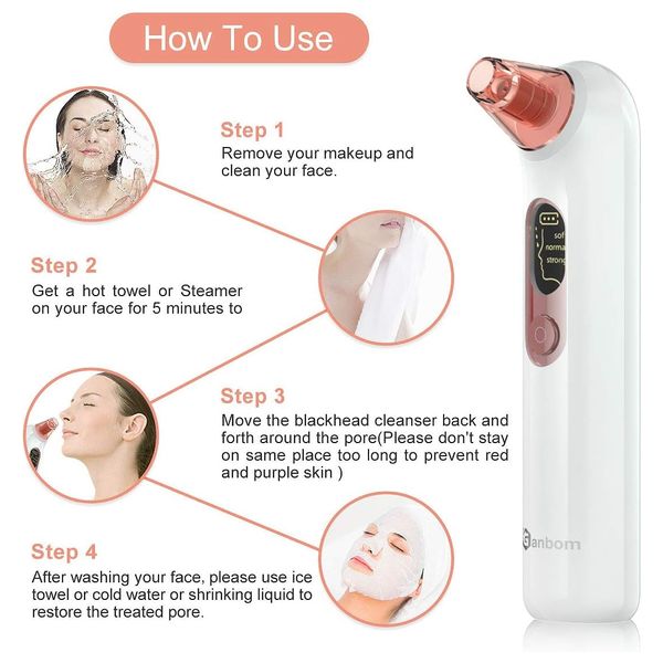  Ganbom Xpre202 - Blackhead Suction Device with LED Screen, USB Charging - White 