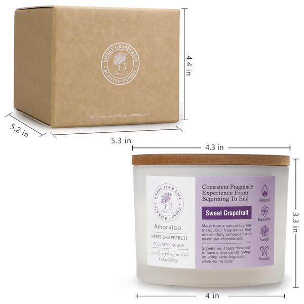  Amorxiao Grapefruit-scented Candle, 330g - White 
