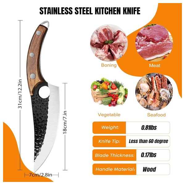  Steel Chef's Knife - Wood 