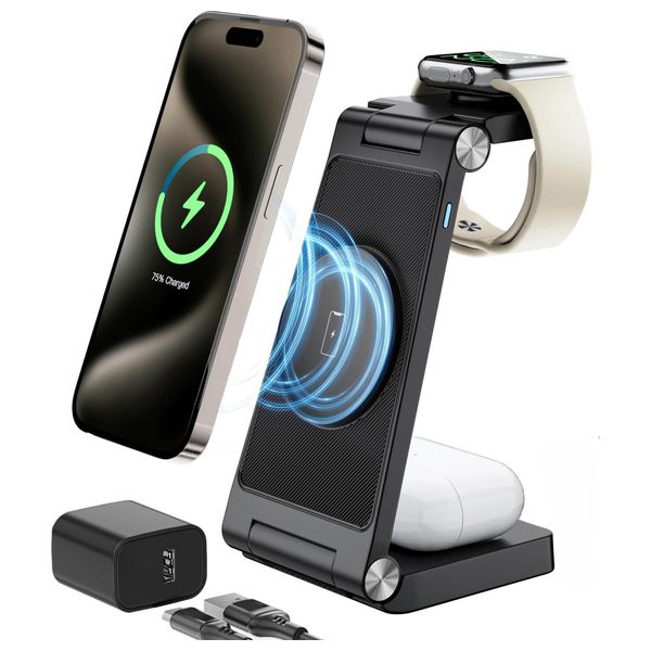  Ordtop w327 - 3-in-1 Cube - Wireless Charger - 10W - Black 