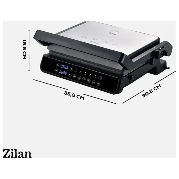  زيلان شواية رقمية وصانعة سندويشات - 2000 واط - ZLN3942 - فضي 