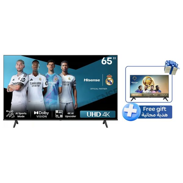  شاشة هايسنس 65-انج فئة A61N - سمارت - 4K - LED - إصدار 2024 - 60 هيرتز + شاشة هايسنس 32-انج فئة A4N - سمارت - HD - LED - إصدار 2024 