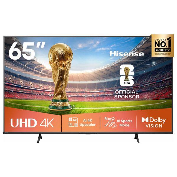  Hisense A61Q - 65 Inch - 4K UHD AI Upscaling - Dolby Vision -120 Motion rate - VIDAA U6 - Black 