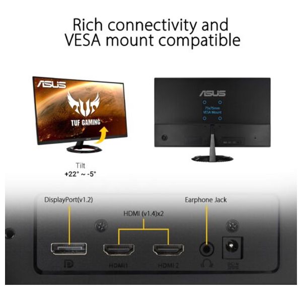  Asus 27-Inch VG279Q1R-Series - Flat Monitor - 144Hz - 1ms Response Time - FHD 