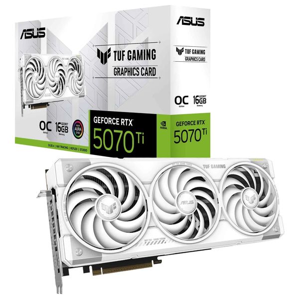  ASUS TUF RTX 5070 Ti Graphics Card - White OC Edition - 16GB GDDR7 Memory - PCIe 5.0 Interface - Axial-Tech Cooling 