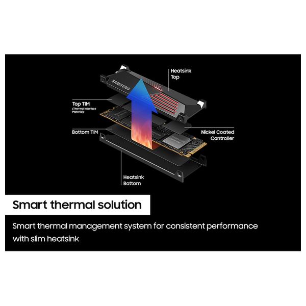 هارد داخلي NVMe PCIe سامسونج اس اس دي مع مشتت حراري - 2 تيرابايت - 990 Pro - اسود