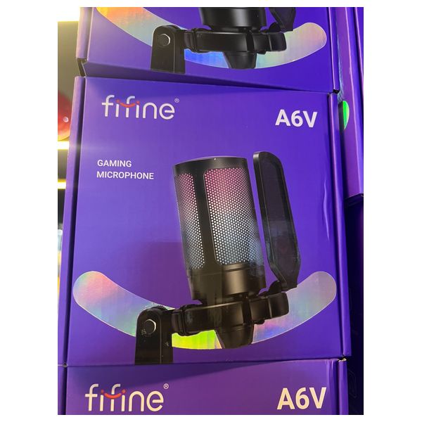  مايكروفون ألعاب وبث USB فيفيني AmpliGame A6V - إضاءة RGB تدريجية - زر كتم لمسي مع مانع اهتزاز وفلتر - A6V - أسود 