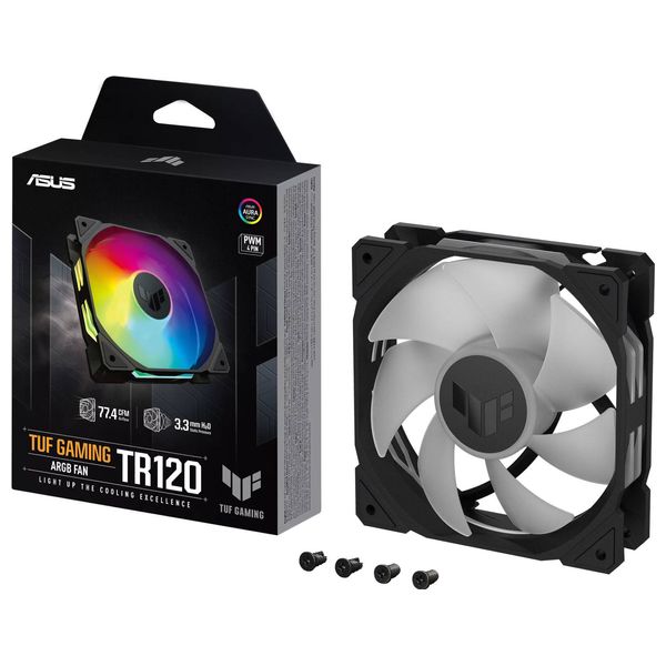 مبرد هواء للمعالج من اسوس TR120 - برج مزدوج - بسرعة 2000 RPM - اضاءة ARGB - أسود