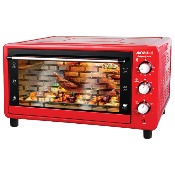  فرن ميني نوال -  50 لتر - مؤقت لمدة 60 دقيقة - ترموستات 320 درجة مئوية - MOV-1650 - احمر 
