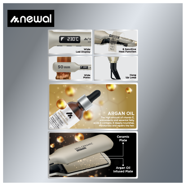  Newal HST-7245 - Hair Straightener - Cream 
