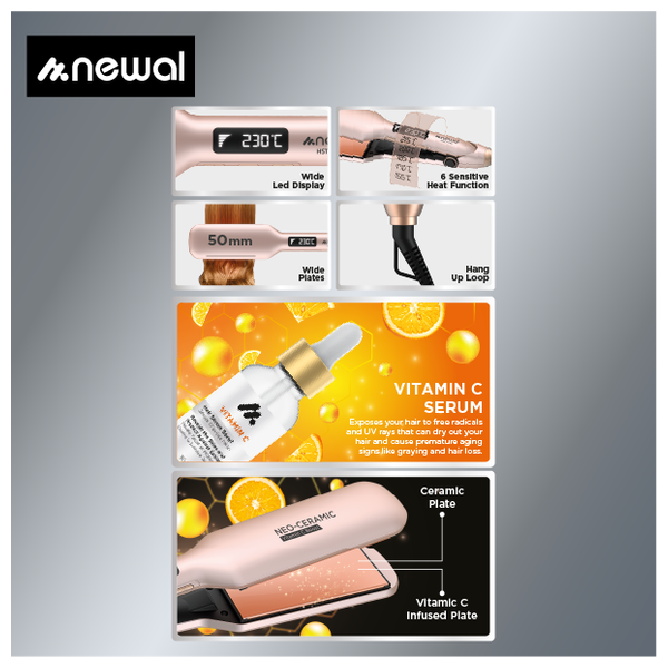  Newal HST-7245 - Hair Straightener - Rose 
