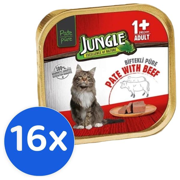 Jungle Adult beef Cat Food - 16 Pieces 